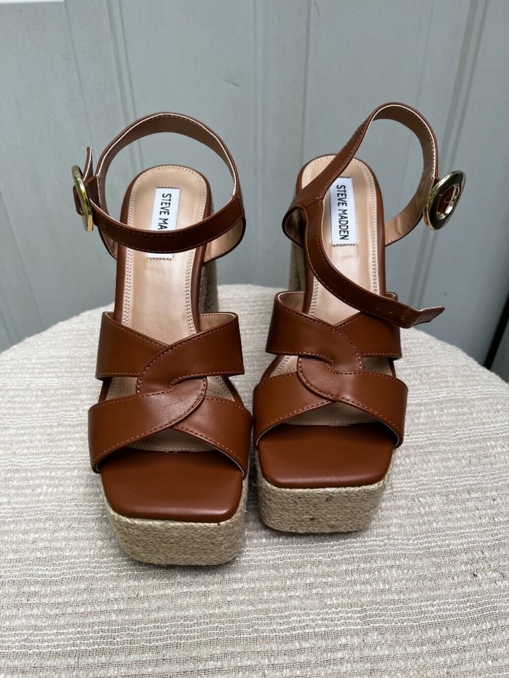 Steve Madden Matter Platform Tan Strappy Sandals Size 9 - 9.5 - Picture 2 of 6